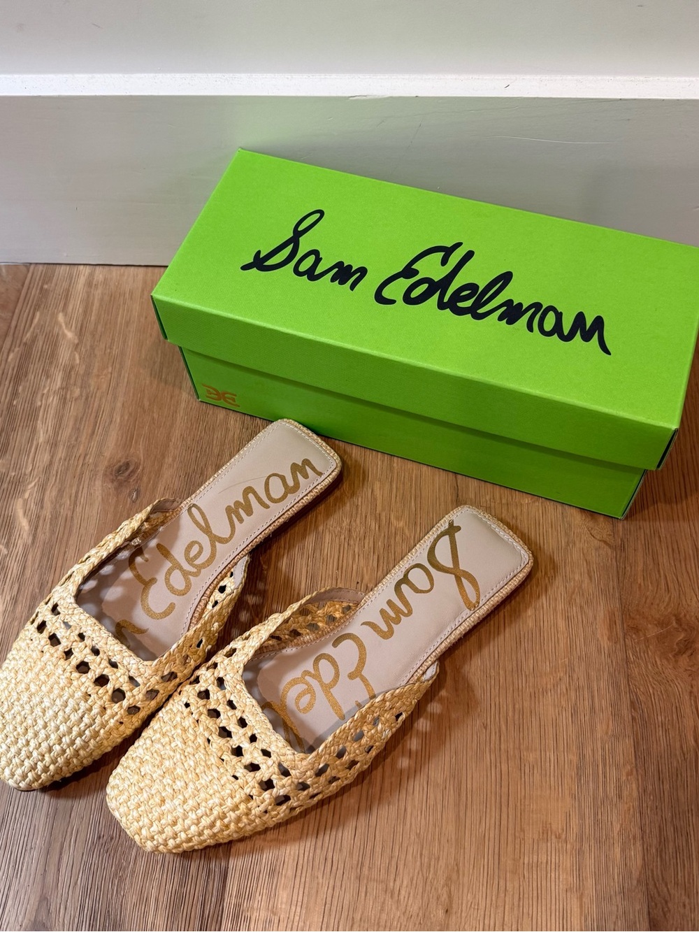 NEW WITH BOX! SAM EDELMAN Nola Mule Slide in Raffia - Picture 2 of 6